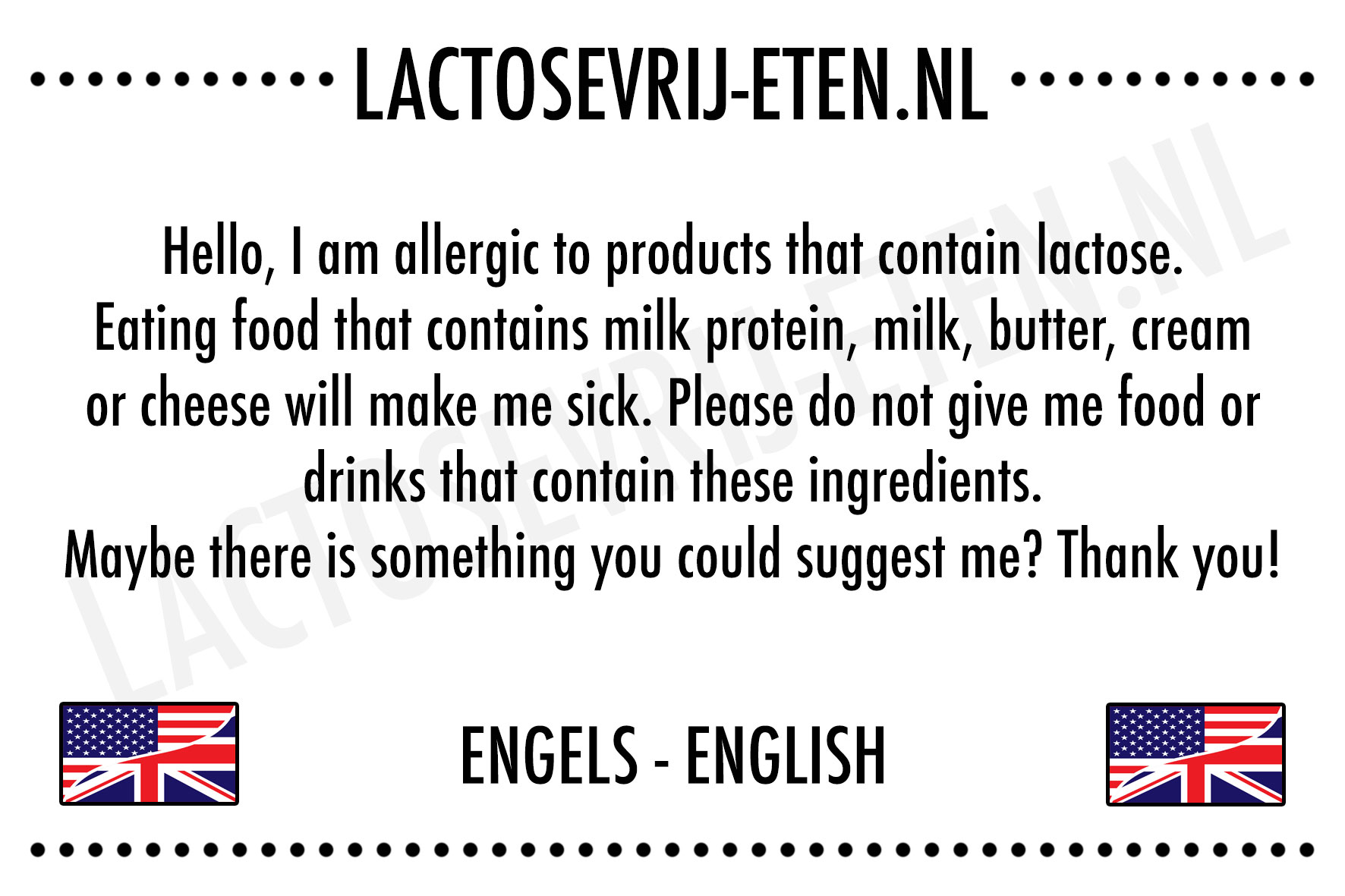 Lactose in het Engels
