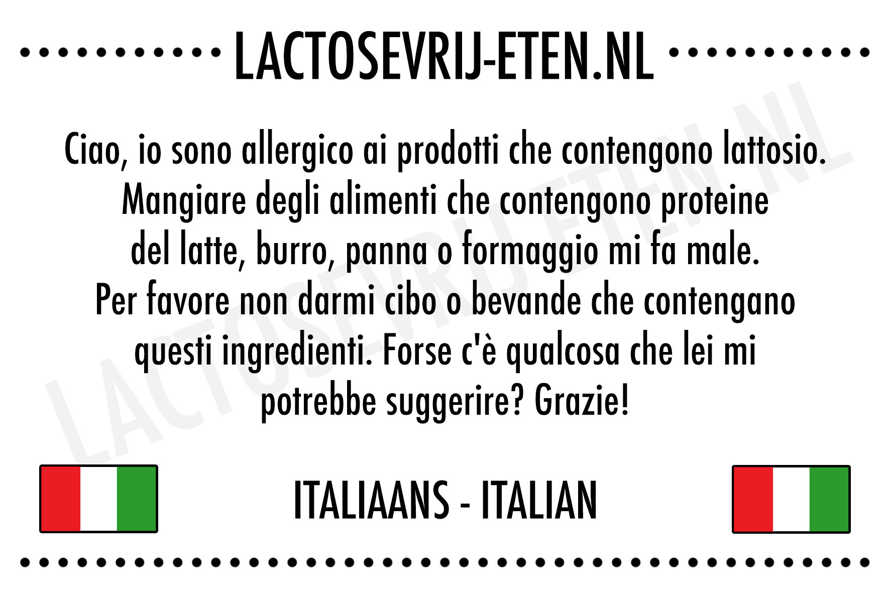 Lactose in het Italiaans
